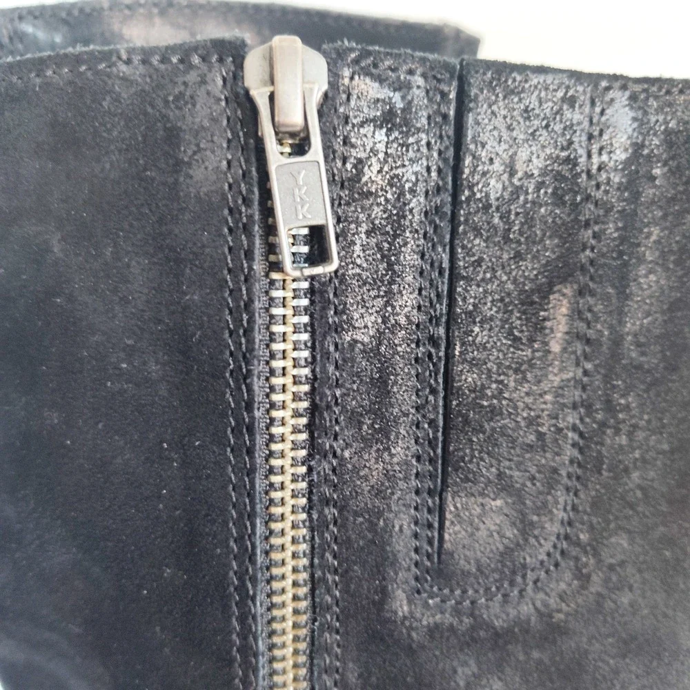 Born Boots Size 7 Knee High Tall Riding Suede Black Slouchy Distressed Lined